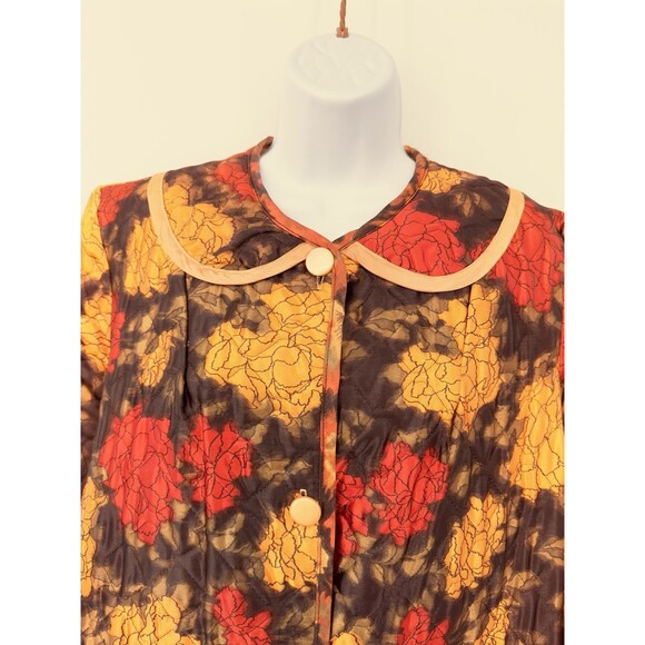 NEW VTG Yellow Autum Women’s‎ Quilted Satin Robe housecoat Size  L dead stock - Picture 4 of 9